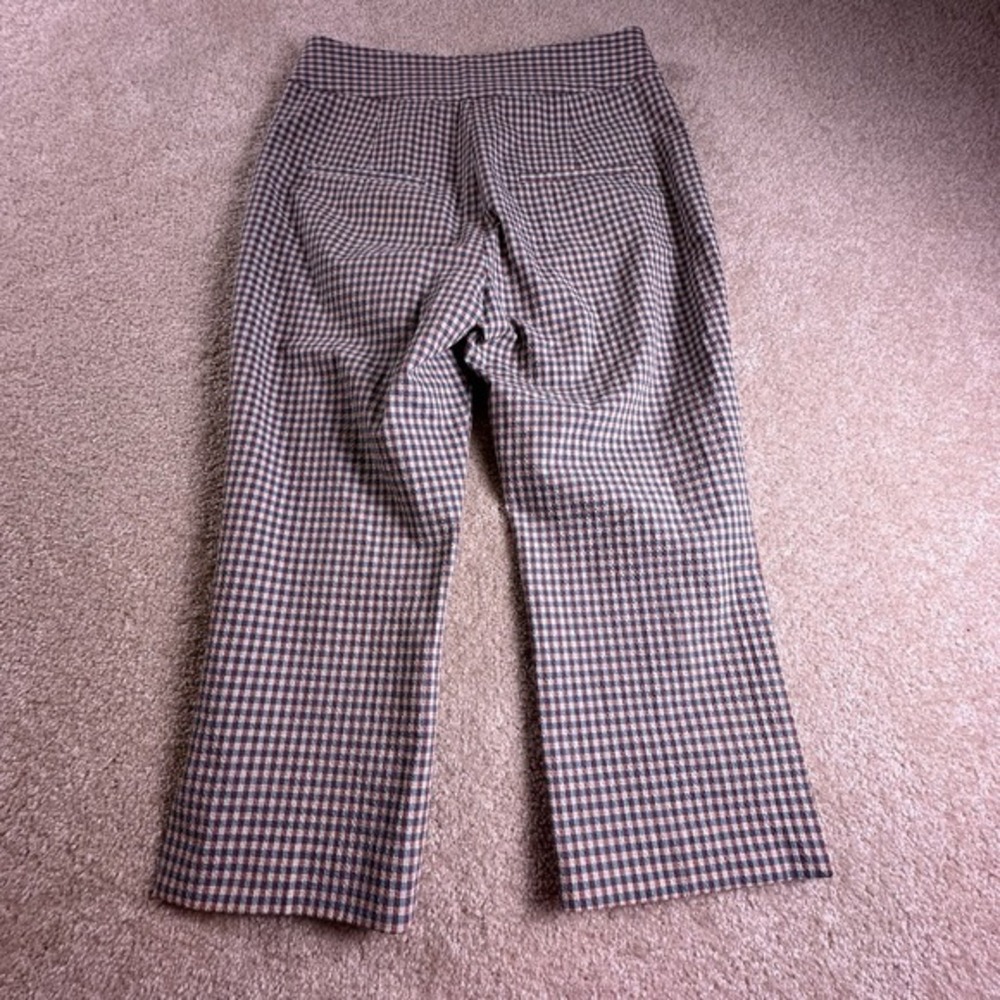 Veronica Beard Arte Kick Flare Brown And Blue Gingham Searsucker High Waste Pant - Picture 2 of 14